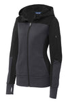 LADIES TECH FLEECE COLORBLOCK FULL ZIP HOODED JACKET