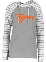 LADIES STRIPED DOUBLE HOOD PULLOVER