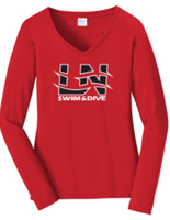 LN BOYS SWIM & DIVE WOMEN'S LONG SLEEVE V-NECK TEE