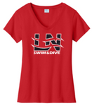 LN BOYS SWIM & DIVE WOMEN'S V-NECK TEE