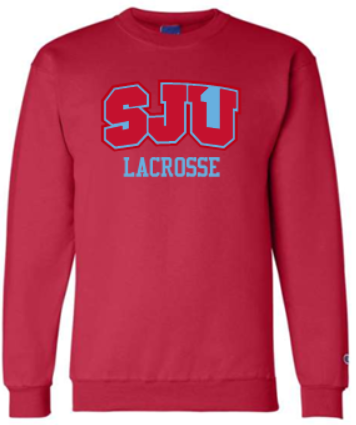 SJU LACROSSE EMBROIDERED CHAMPION POWERBLEND CREWNECK SWEATSHIRT