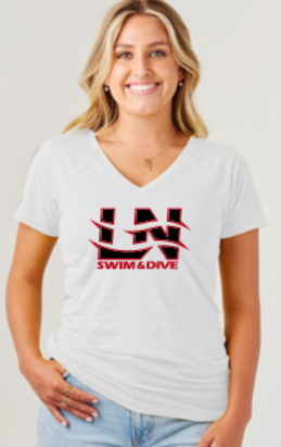 LN BOYS SWIM & DIVE LADIES ESSENTIAL V-NECK TEE