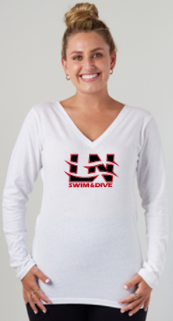 LN BOYS SWIM & DIVE LADIES ESSENTIAL LONG SLEEVE V-NECK TEE