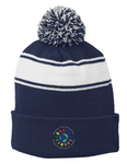 DIAMOND PATH STRIPED POM POM BEANIE