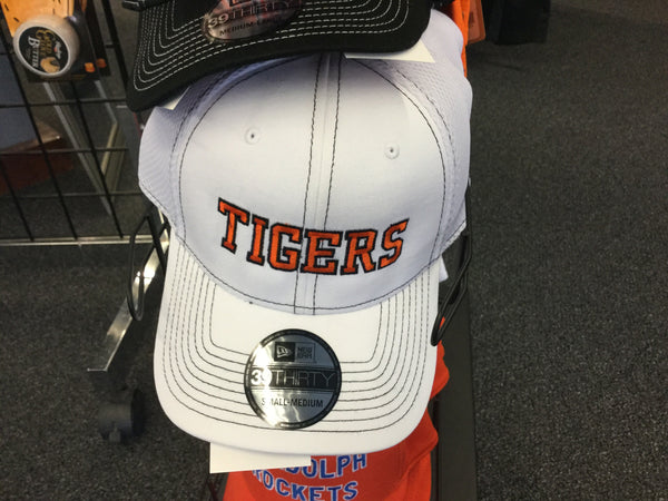 STRETCH TO FIT HAT MESH  - WHITE WITH ORANGE TIGERS